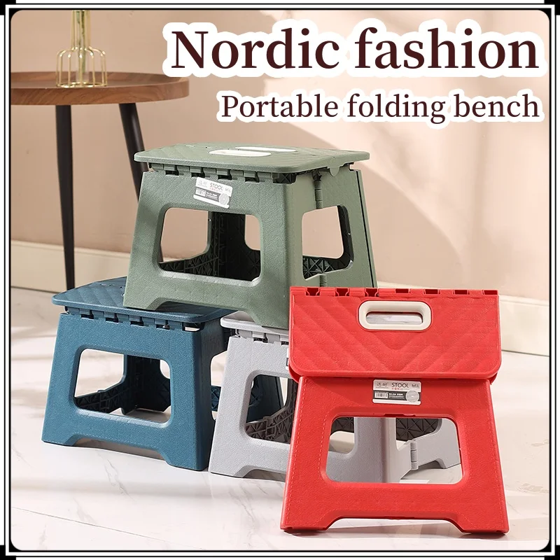 Adult Children Portable Folding Stool Thickened Plastic Saddle Chair for Outdoor Activities and Fishing Plastic Small Benches