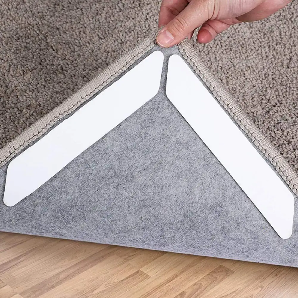 Rug Pad Non-slip Rug Grippers for Hardwood Floors Reusable Washable Carpet Stickers Anti-slip Tape to Prevent Sliding Set