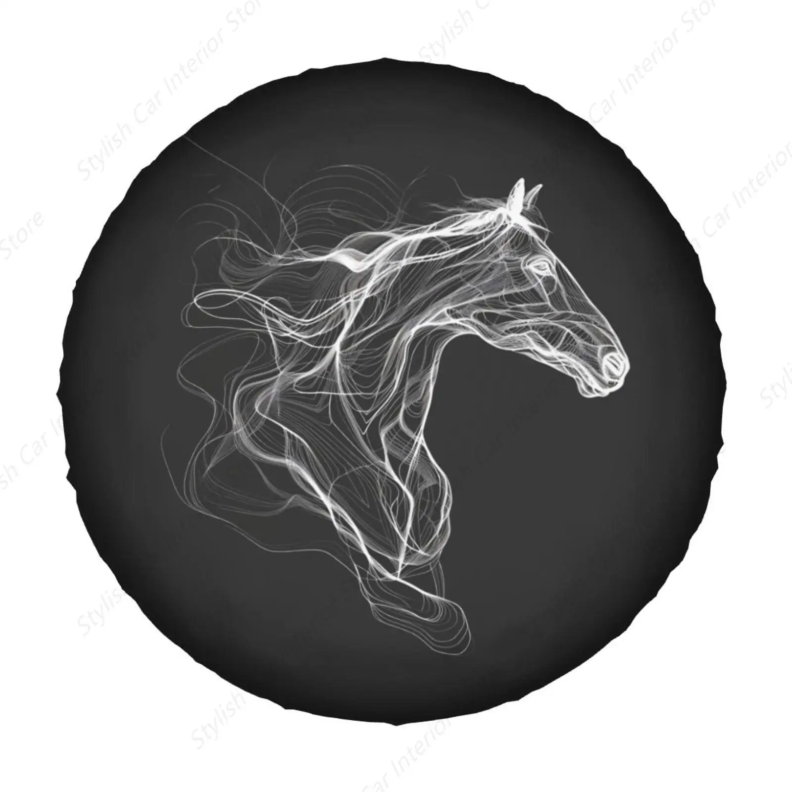 

Черный чехол для запасного колеса с абстрактной лошадью для внедорожника, прицепа, кемпера - водонепроницаемые защитные колеса, универсальный чехол на колесо с милыми животными