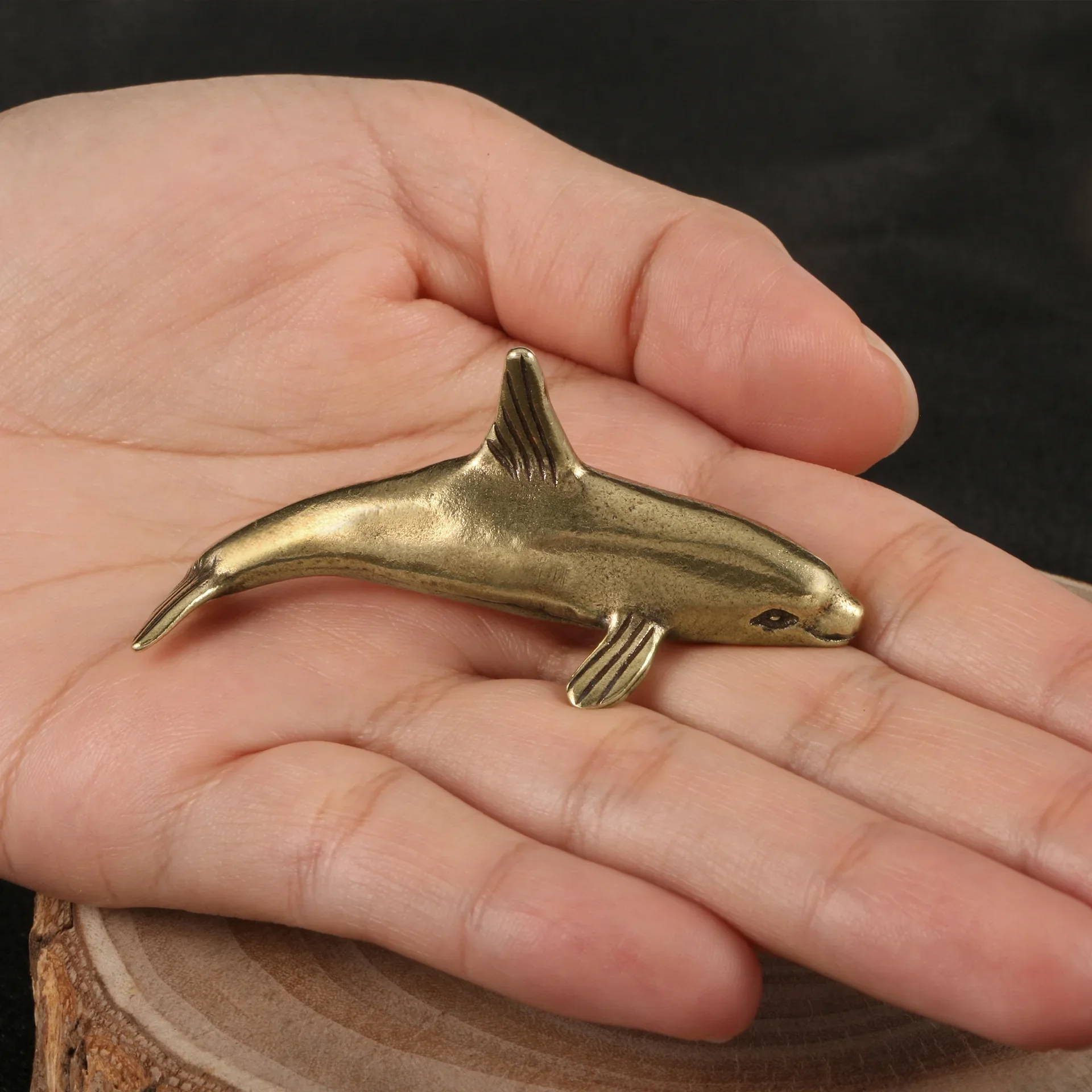 Smiling Dolphin Brass Figurines Marine Life Table Pet Decoration Crafts Cute Animal Decorative Handicrafts Christmas Gifts