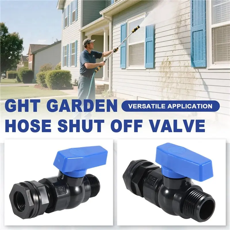 AT19-Rain Barrel Spigot Kit 4Pack 3/4Inch GHT Garden Hose Shut Off Valve With Bulkhead Fitting Garden Hose Thread Ball Valve
