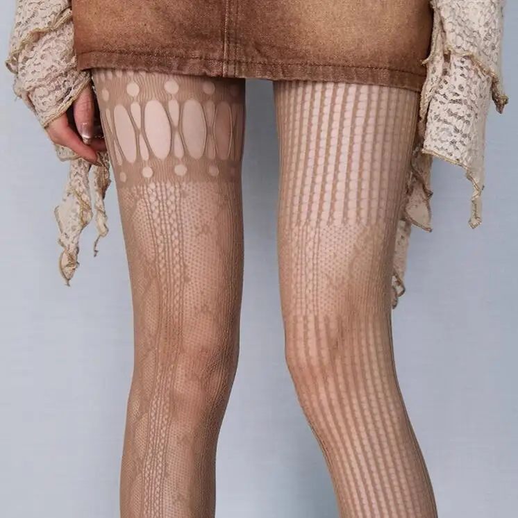 1Pc Y2K Fish Net Pantyhose Women Fashionable Personalized All-Match Hollow Out Sexy Silk Stocking