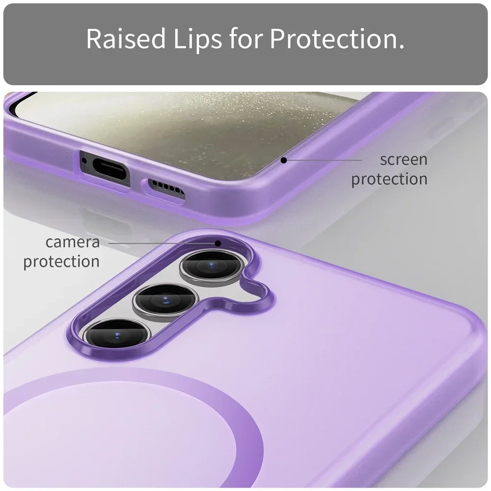 Matte Candy Magnetic Wireless Charge Transparent Case for Samsung Galaxy S25 S24 Ultra Plus FE For Magsafe Shockproof soft Cover
