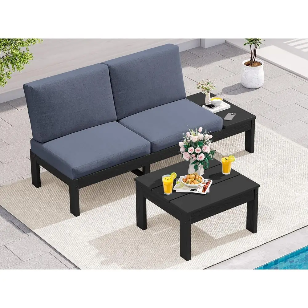 

Комплект уличной мебели, 2-местный секционный диван с кофейным столиком, всепогодные садовые диваны, наборы для отдыха на открытом воздухе с регулируемыми элементами