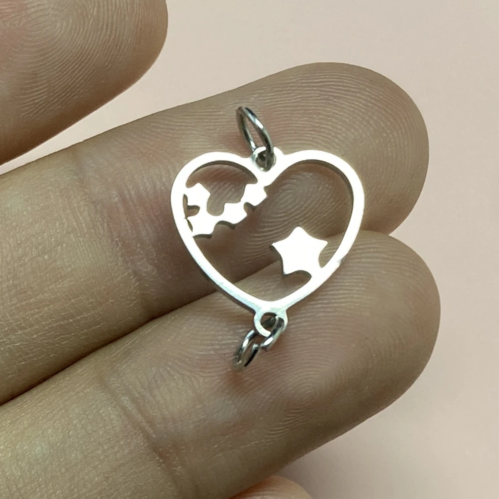 5PCS 15-20mm Hollow Heart Charms For Jewelry Diy Titanium Steel Jump Ring Peach Heart Bracelet Ornaments Diy Make