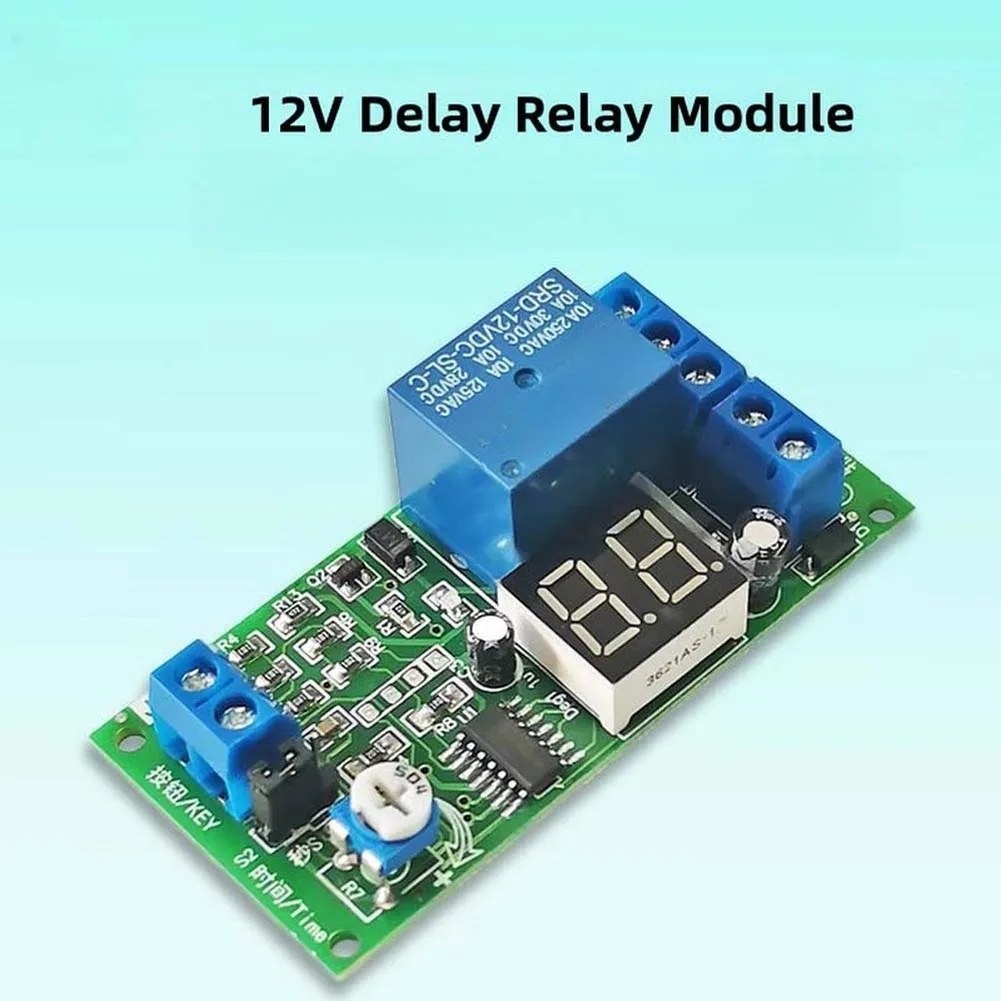 12V Delay Relay Module with Digital Display for Precise Timing Control from 1 Second to 99 Minutes DC 10V-16V Adjustable Input