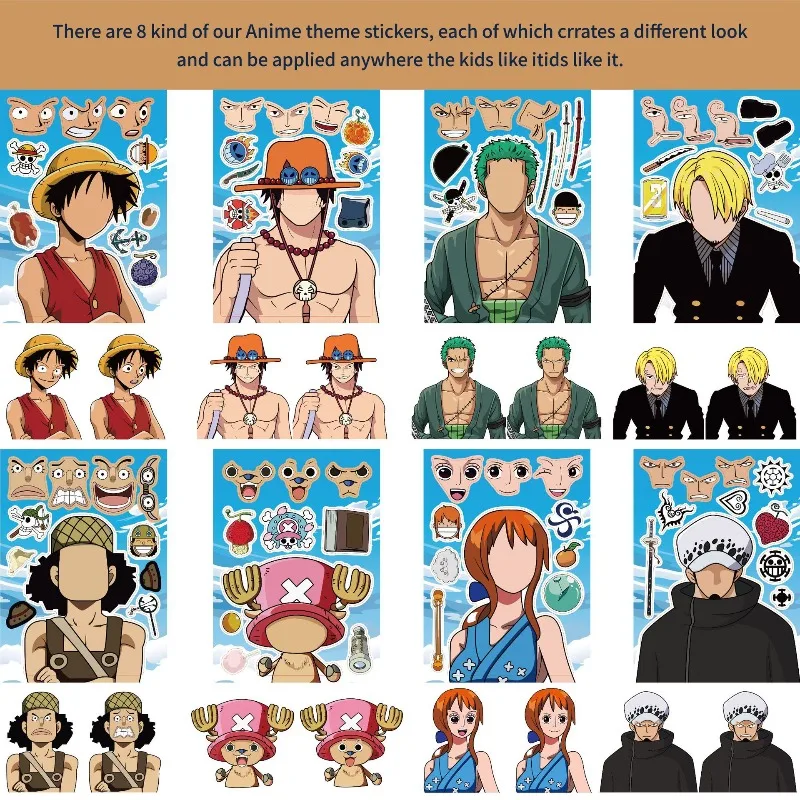 Японское аниме One Piece Луффи Зоро, красивый мультяшный узор, наклейки «сделай сам», периферийные устройства аниме, маленький подарок