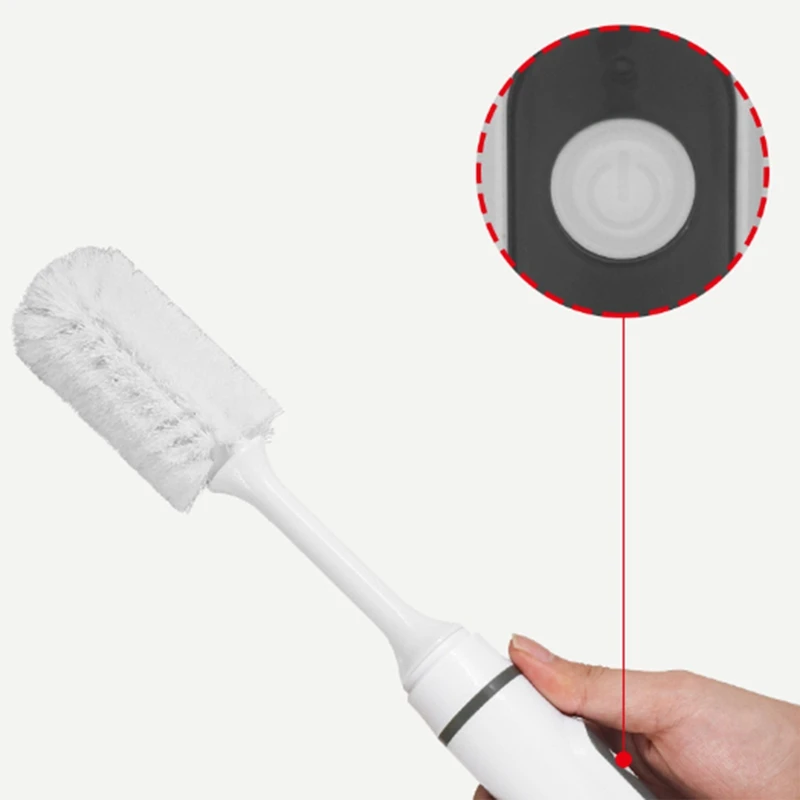 Electric Milk Bottle Brush Nipple Cleaner Waterproof Electric Cup Brush White & Gray & Black