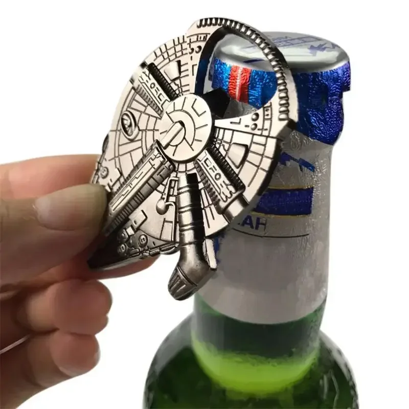 Spaceship Beer Opener Alloy Keychain Pendant Ornaments for Bar Kitchen