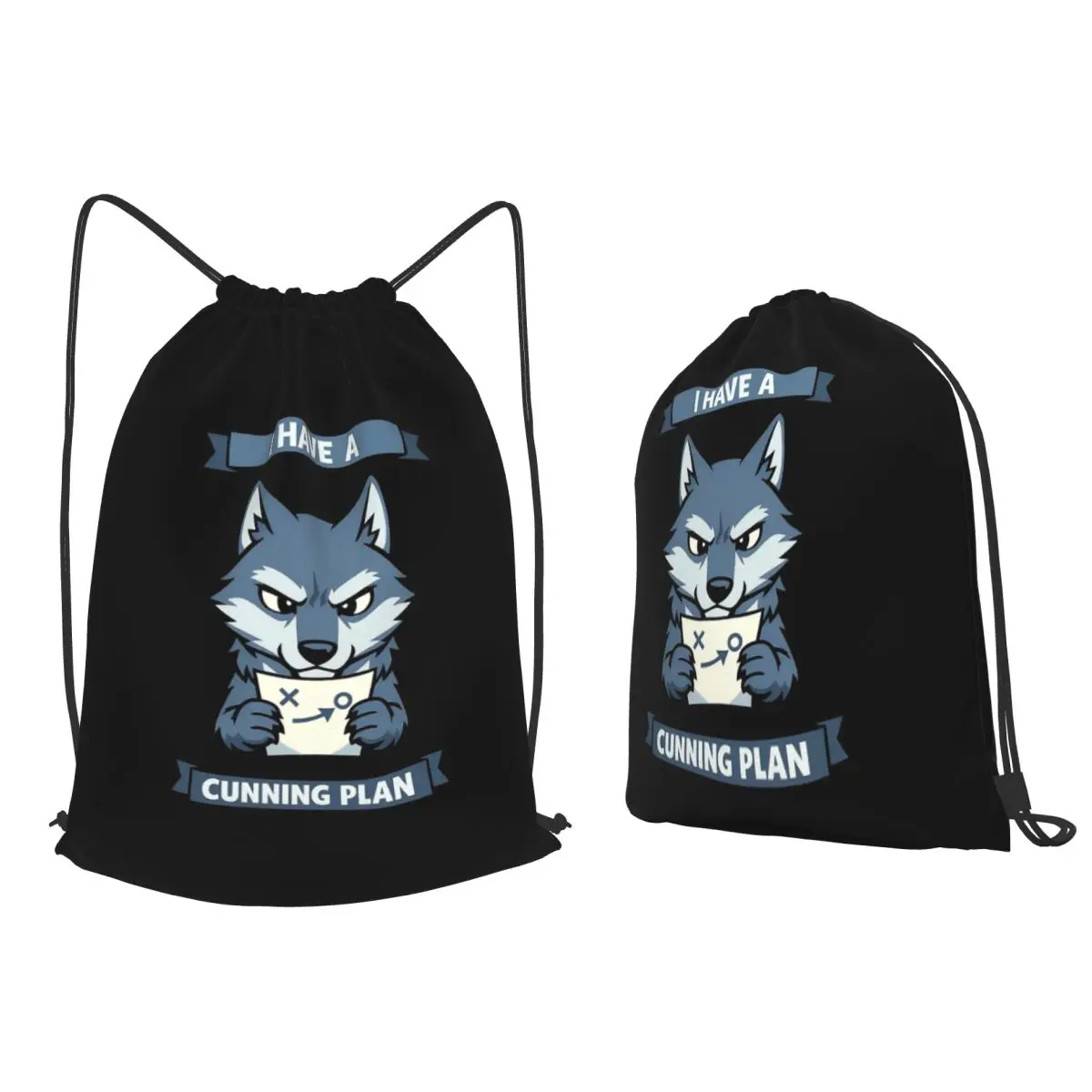I Have A Cunning Plan Wolf Backpacks Multi-function Drawstring Bags Sports Bag Book Bags for Travel Students