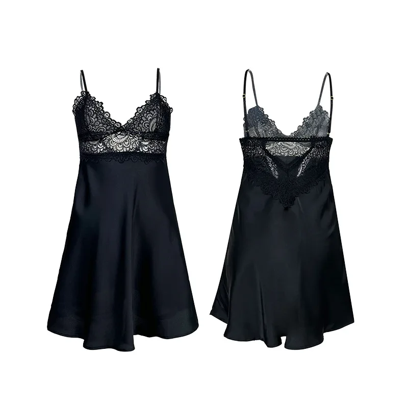 Lingerie sexy delle nuove donne Abito in pizzo di raso Patchwork Reggicalze Hot Costume femminile adulto Sexi Mujer Intimo Nero Bianco Pijama