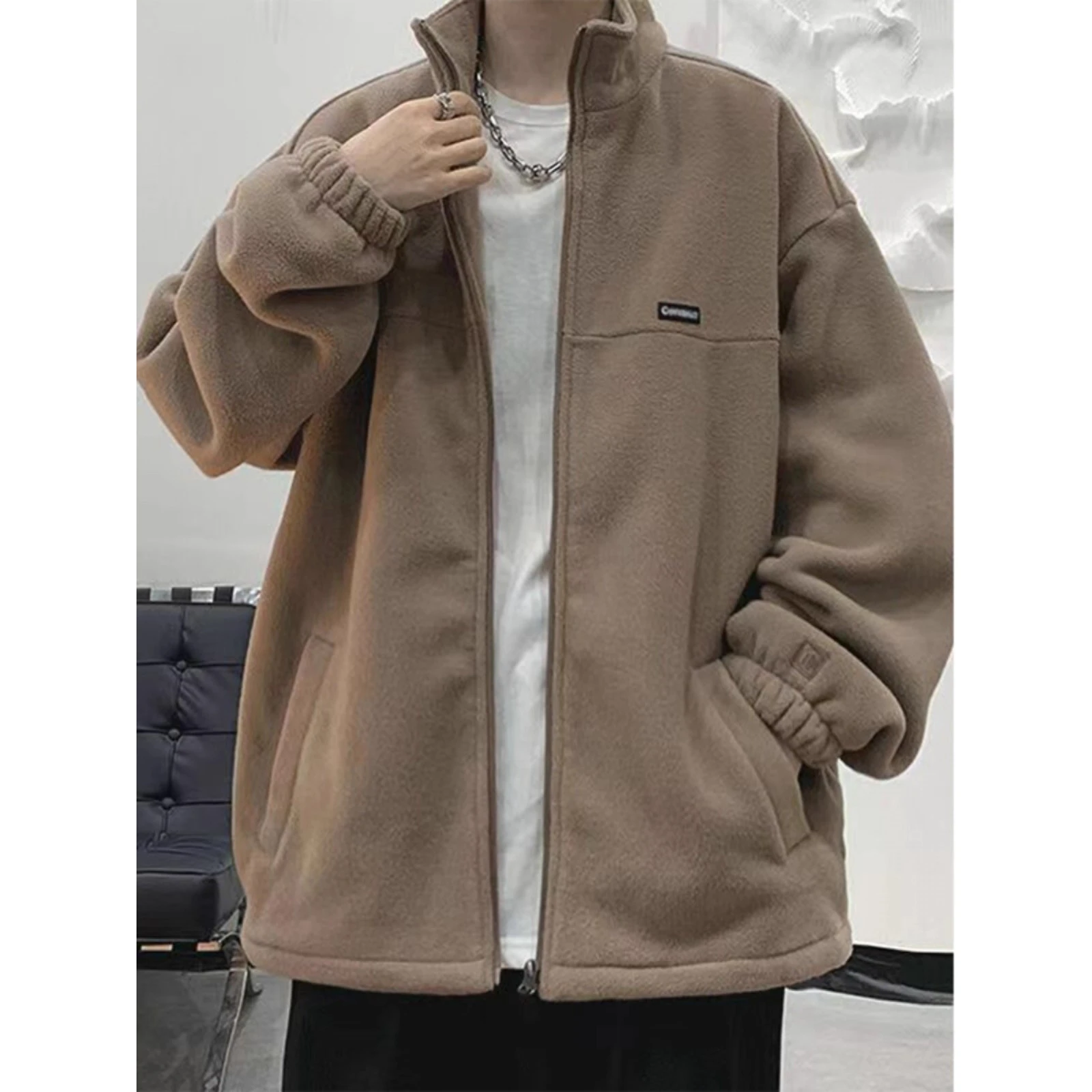 

Осенне-зимняя мужская куртка большого размера свободного кроя с воротником в стиле ретро, утепленная, из полиэстера, в гонконгском стиле