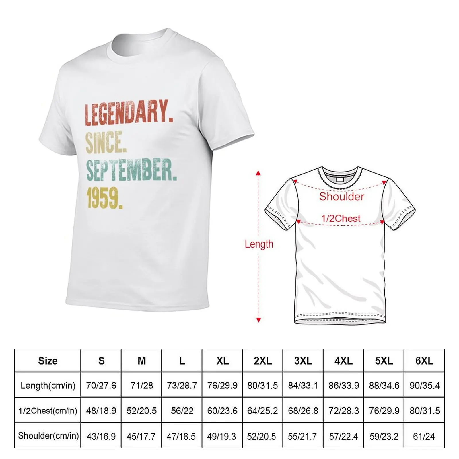 Retro Vintage 60th Birthday Legendary Since September 1959 T-Shirt man graphic t shirt cotton t shirt pack T-Shirt