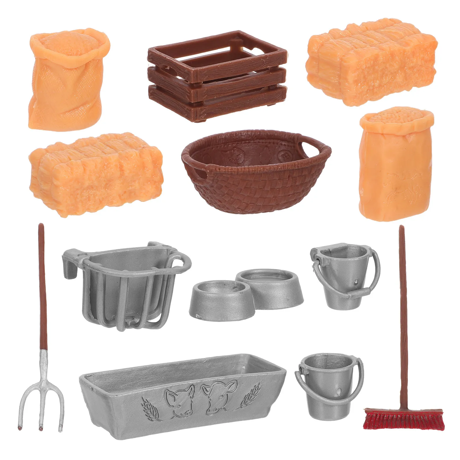 1Set Farm Playset Plastic Role Playing Includes Barn Hay Feed Accessories Tools Miniature Farm Props for Indoor Outdoor Fun