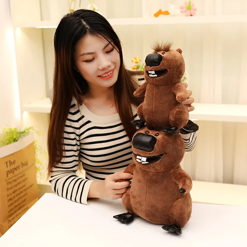 New Anime Lifelike Smile Beaver Plush Toys Soft Cartoon Brown Beaver Doll Funny Toys For Children Cute Decor For Room/Car
