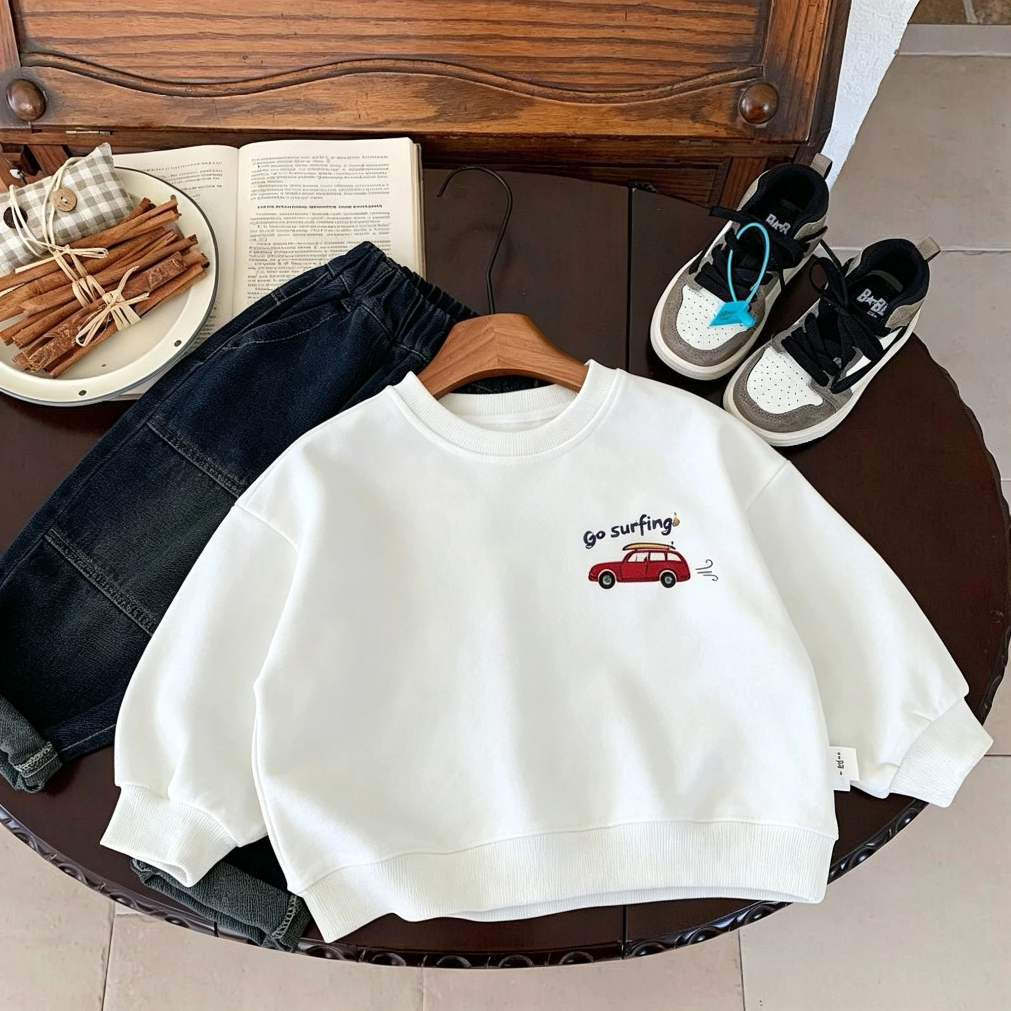 Children's Wear Autumn Sweatshirts Simple Fashion Korean Style Baby Girl Boy Long Sleeved Tops Round Collar Hoodie Kids Clothing