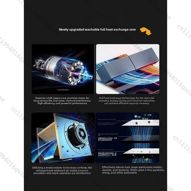 Ceiling Fresh Air System Full Heat Exchanger Bidirectional Flow Fresh Air Purification Integrated Machine Fresh Air Ventilator