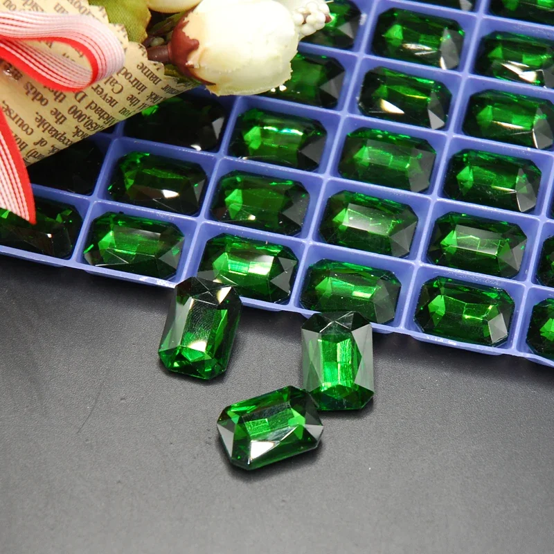 جديد 4*8 مللي متر 8*10 مللي متر نقطة الظهر مستطيل ثلاثية الأبعاد زجاج كريستال حجر الراين ثلاثية الأبعاد زينة السحر للمجوهرات كاوبوي الملابس تصميم DIY بها بنفسك