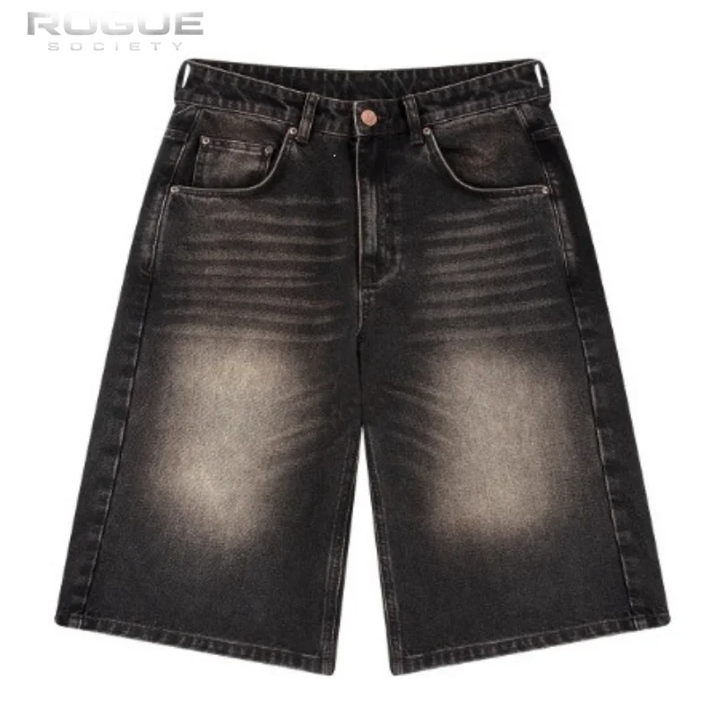 Summer Luxury Harajuku Jeans Bottoms American Vintage Y2K Graphic Men Bermuda Jorts Pocket Distressed HipHop Casual Denim Shorts view 5