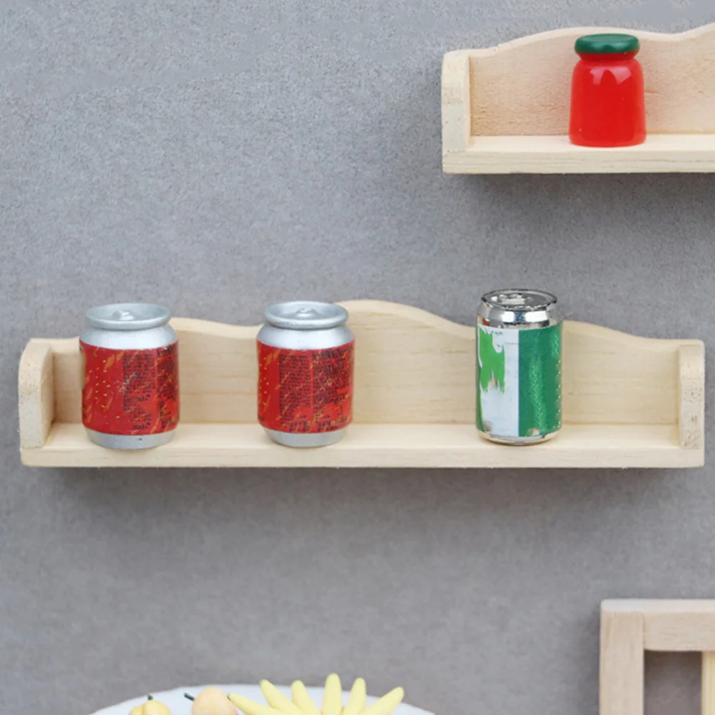 

2 Pcs House Mini Furniture Miniature Model Hanging Rack Storage Shelf Wall Stuff Ledge Wooden