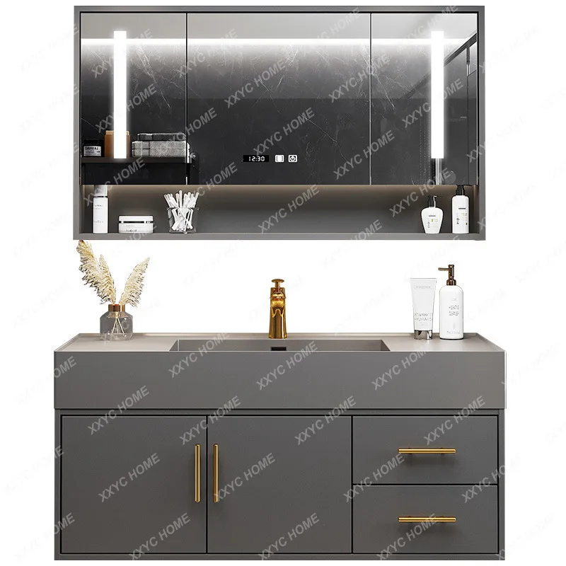 

Stone Plate Whole Washbin Bathroom Cabinet Combination Washstand Bathroom Wash Wash Basin Mirror Cabinet