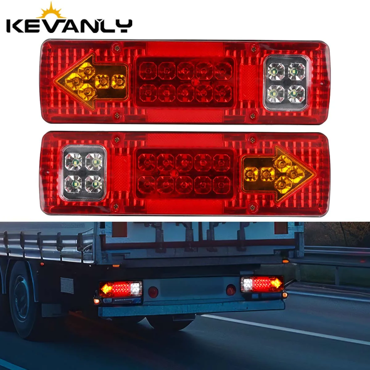 

2Pcs 12V 24V 19LED Tail Lights Turn Signal Lamp Stop Lights For Trailer Lorries Boat Truck Car Light Assembly Reversing Lights