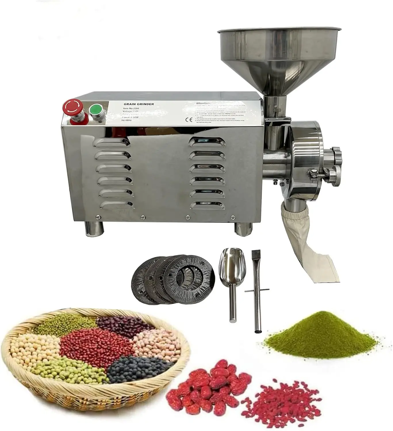 

Commercial Grinding Machine for Grain Stainless Steel Grain Mill Electric Grain Grinder Industrial Flour Milling Machine