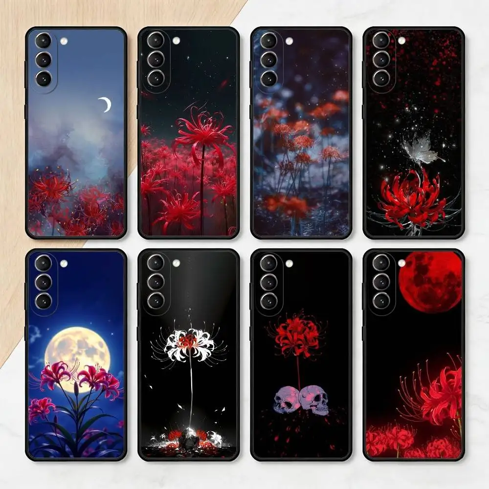 

Red S-Spider L-Lily Phone Case For Samsung S25,24,23,22,30,21,10,9,Ultra,Plus,Lite,FE,4,5 G Soft Black Case