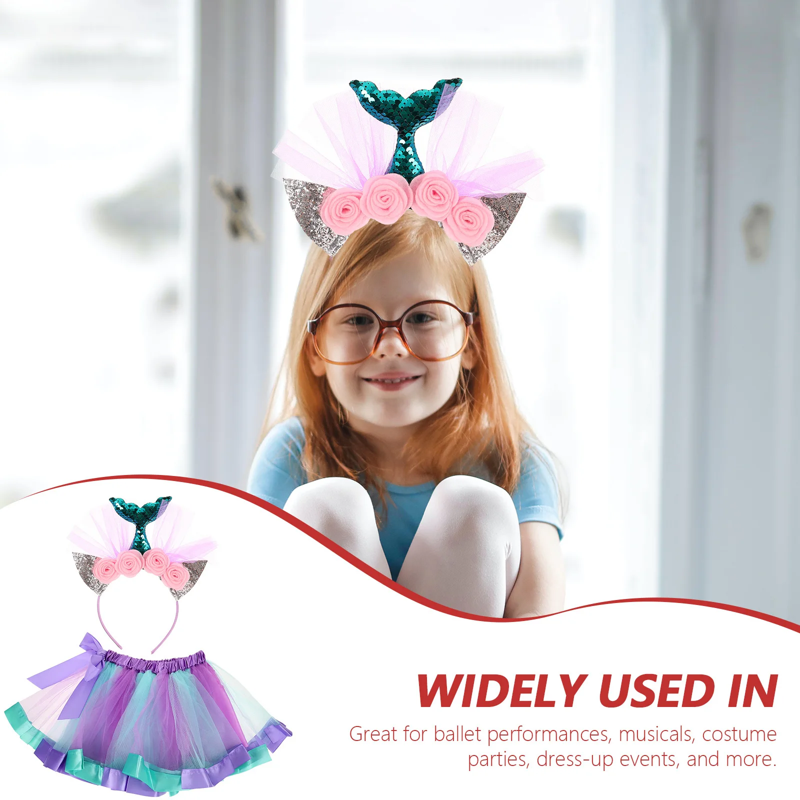 

Girls Colorful Tulle Tutu Skirt Headband Set Size Costume for Ballet Dance Cosplay Birthday Performance Dress