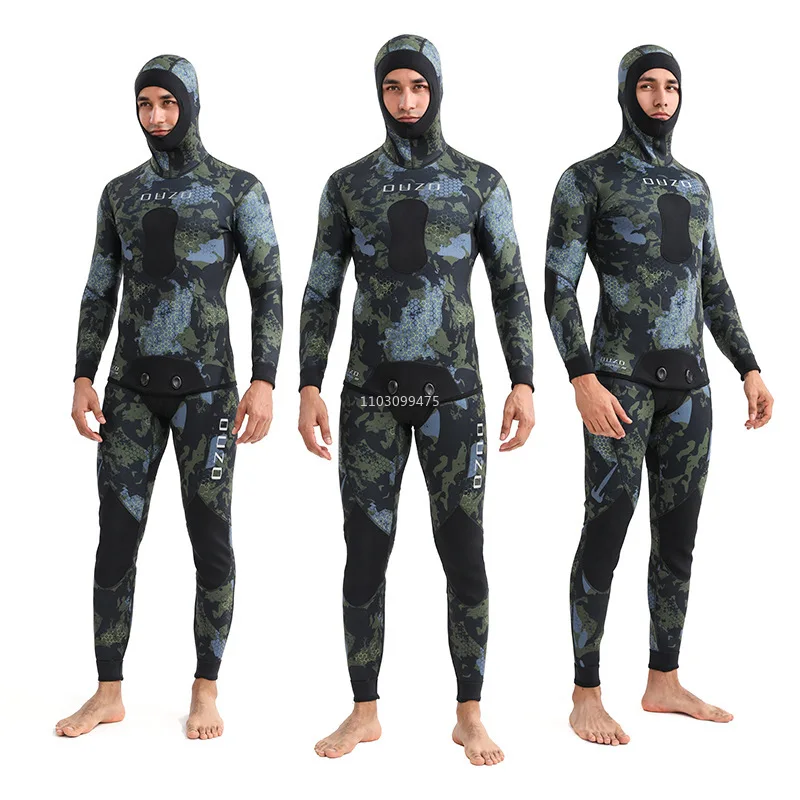 

3mm Fishing Suit Diving Suit Cold and Warm Split Fullbody Hooded Wetsuit Body Swimming Surfing Suit Diving Fishing and Hunting