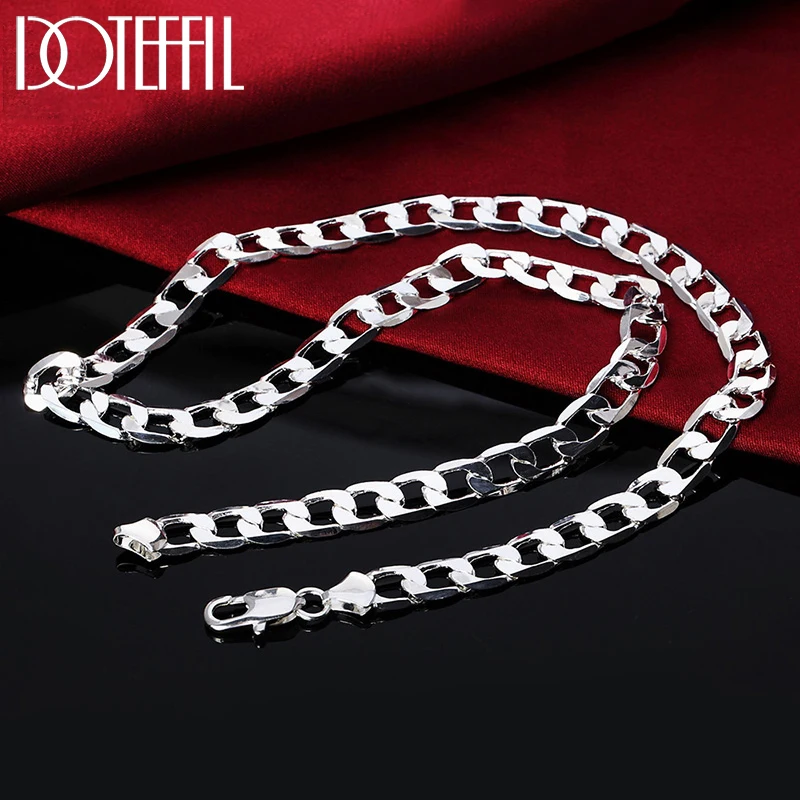 Seiten kette 6mm 40-75cm Gesichts kette Halskette Karabiner verschluss Männer und Frauen Verlobung Silber Farbe Schmuck
