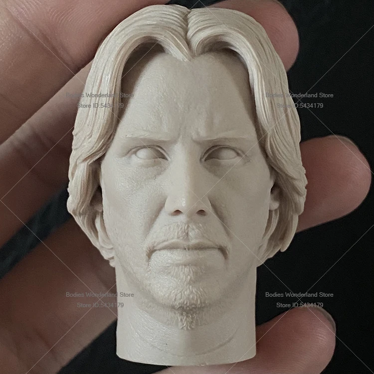 Масштаб 1/6, неокрашенная голова солдата-мужчины, скульптура, резная модель Киану Ривз, убийца Джона Уика для 12-дюймовой фигурки