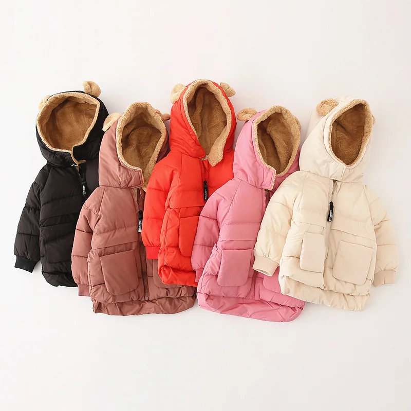 Winter Children's Cotton-Padded Clothes Korean Version Children's Clothing Boys Thickened Coats Fleece Zipper Shirts Girls' Tops