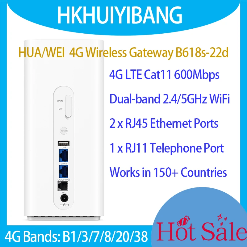 

HUA WEI 4G LTE Router B618s-22d Cat11 600Mbps Wireless Gateway Dual Band 4x4 MIMO Indoor WiFi Modem 4G Sim Card Home Gigabit CPE