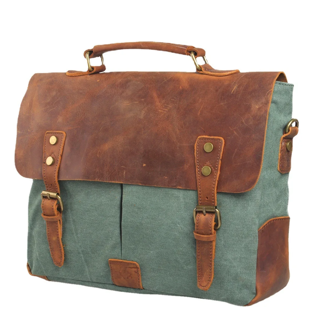 

Cambridge Style Leather Accent Canvas Messenger Bag Crossbody Shoulder Briefcase