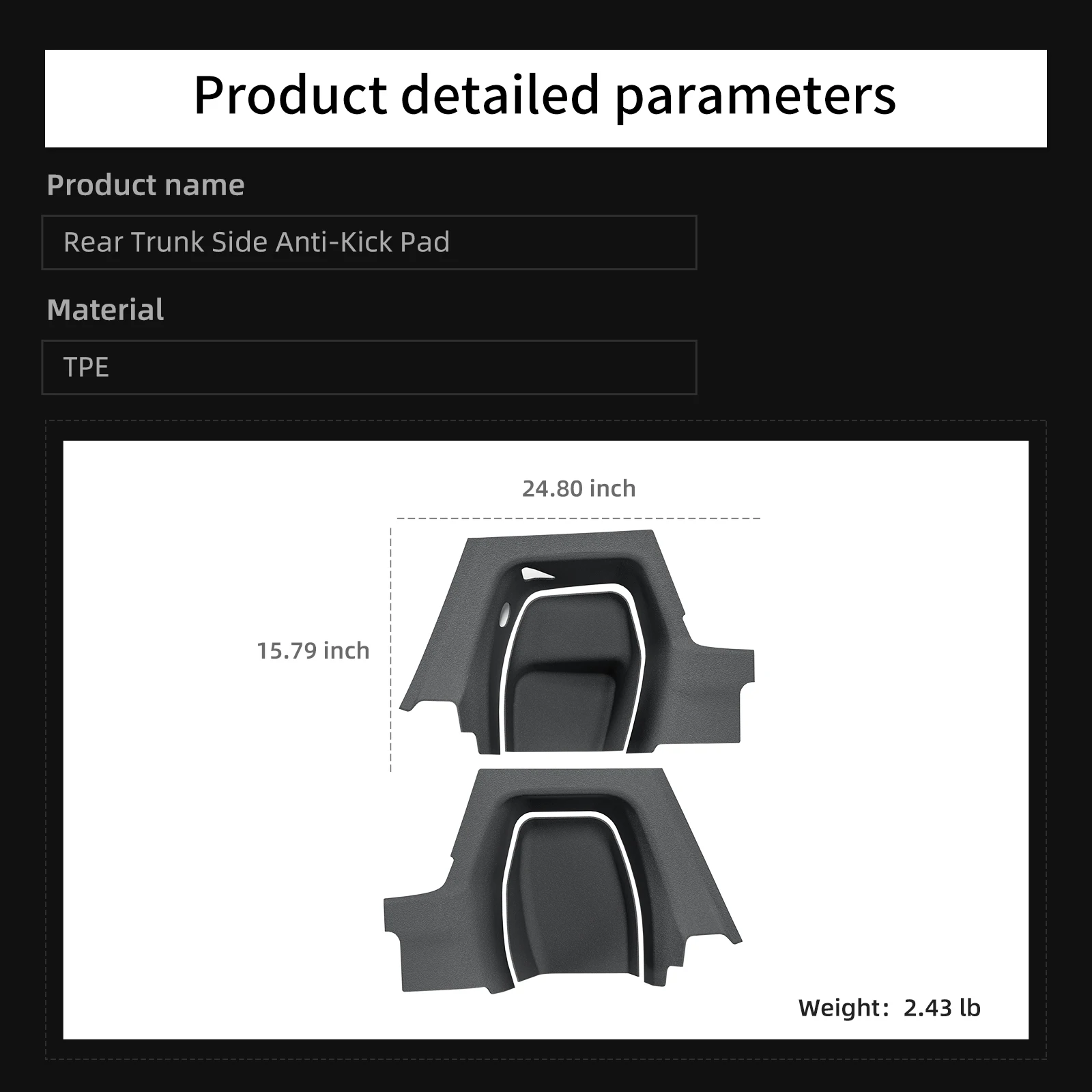 Smabee for Tesla Model YL 2025 2026 Rear Trunk Side Anti-Kick Pad Full Coverage Protection Kit Pad 4Pcs Car Accessories Black