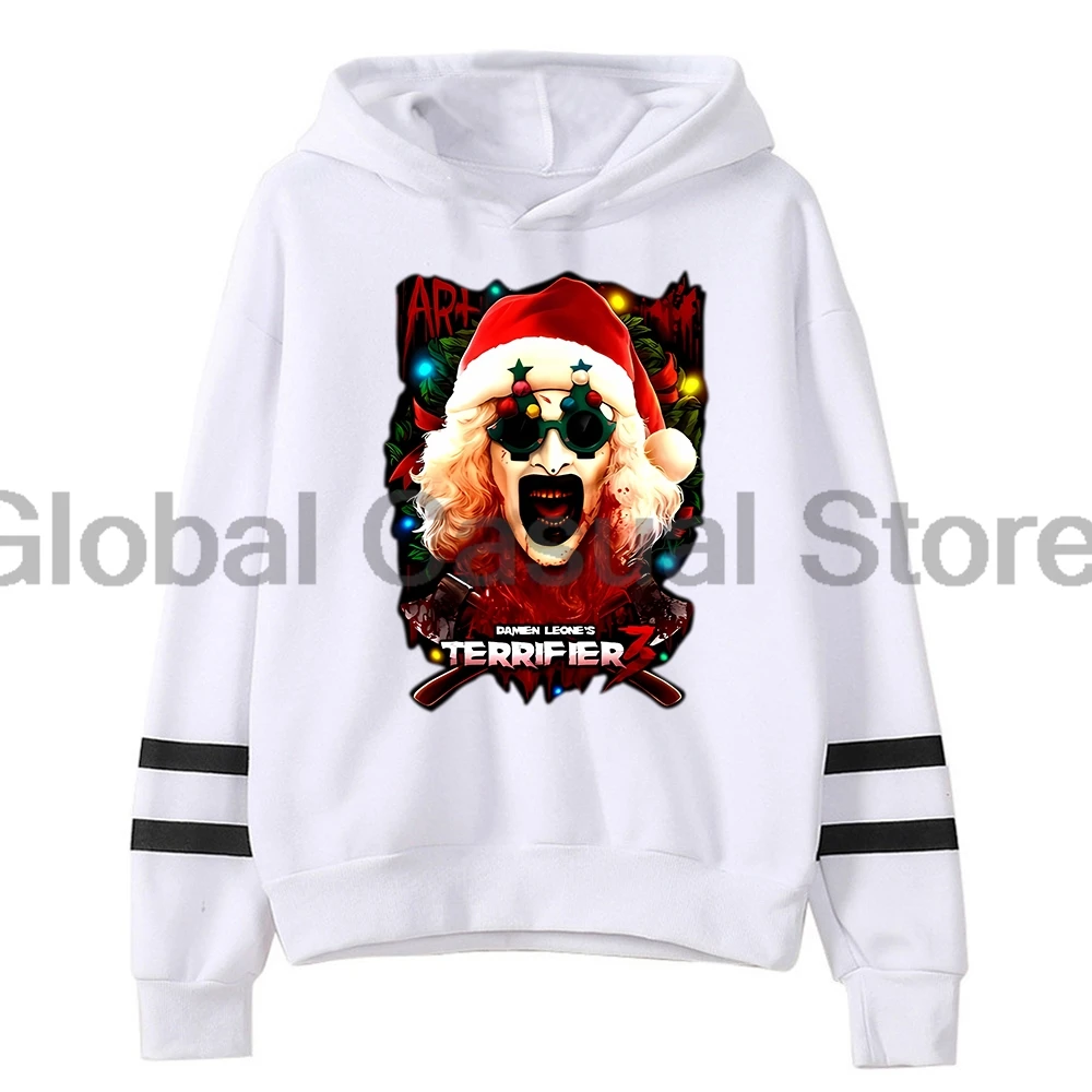 Terrifier 3 Yuletide Terror Hoodie Christmas Merch Pocketless Parallel Bars Sleeve Streetwear Women Men Hooded Sweatshirts