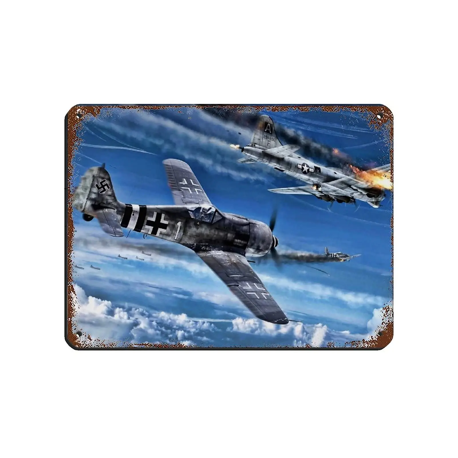 Jierbi Fw 190 B-17 Flying Fortress World War II Fighter Aircraft Rust Tin Sign Tin Sign Vintage Metal Pub Club Cafe bar Home Wal