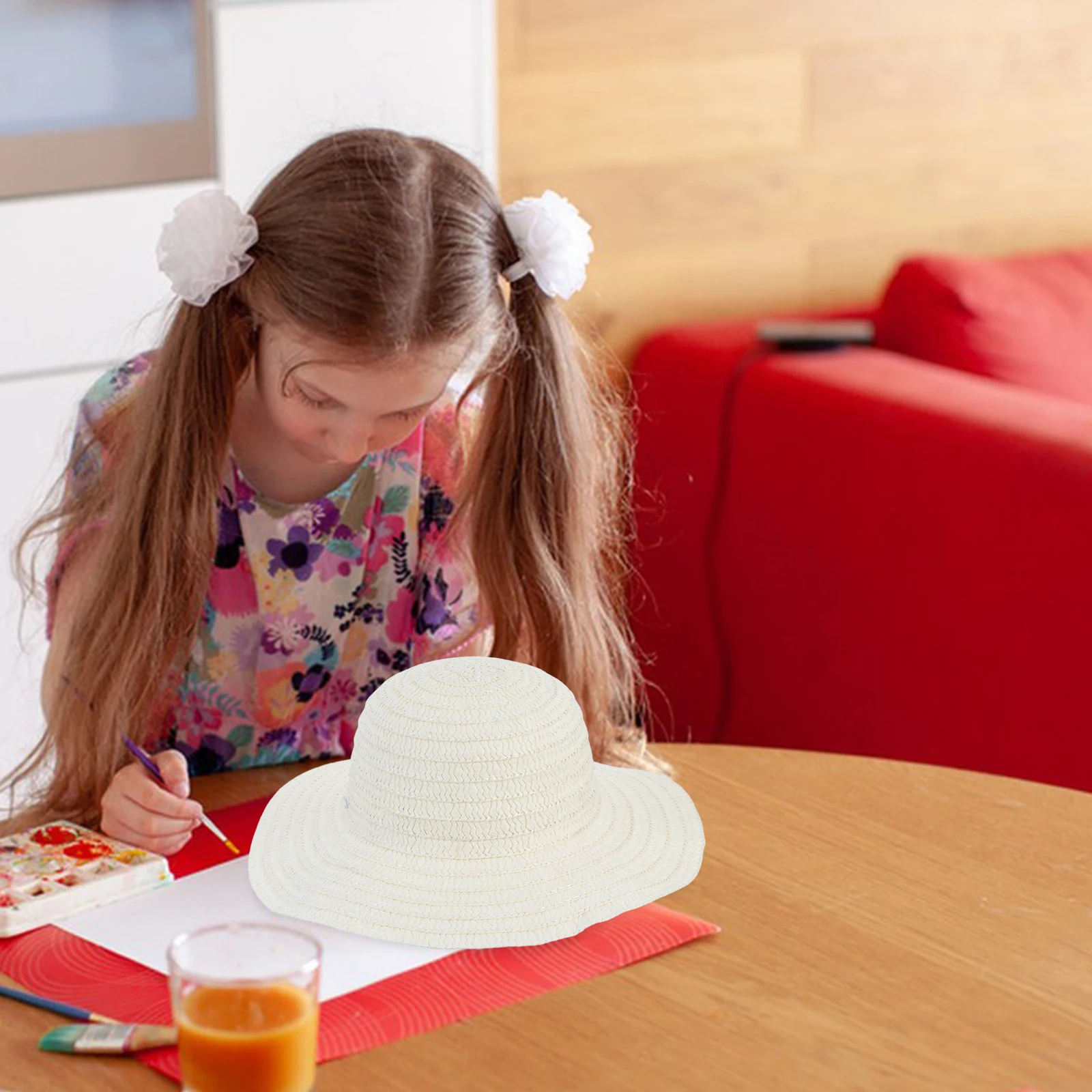 3 szt. Malowane słomkowe kapelusze, mini kapelusze, rekwizyty DIY, ozdoby tkane, małe akcesoria dekoracyjne do dekoracji domu, mikrokrajobrazu