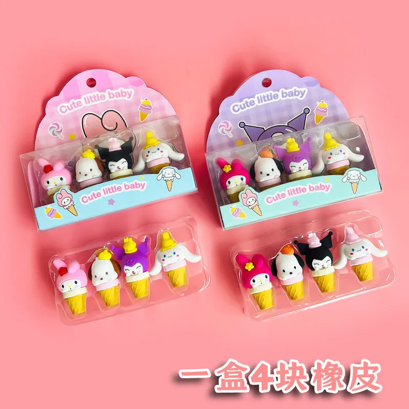 

Милые новые ластики Hello Kitty, Kuromi, Melody для письма и рисования, канцелярские товары для детей, подарки, школьные принадлежности