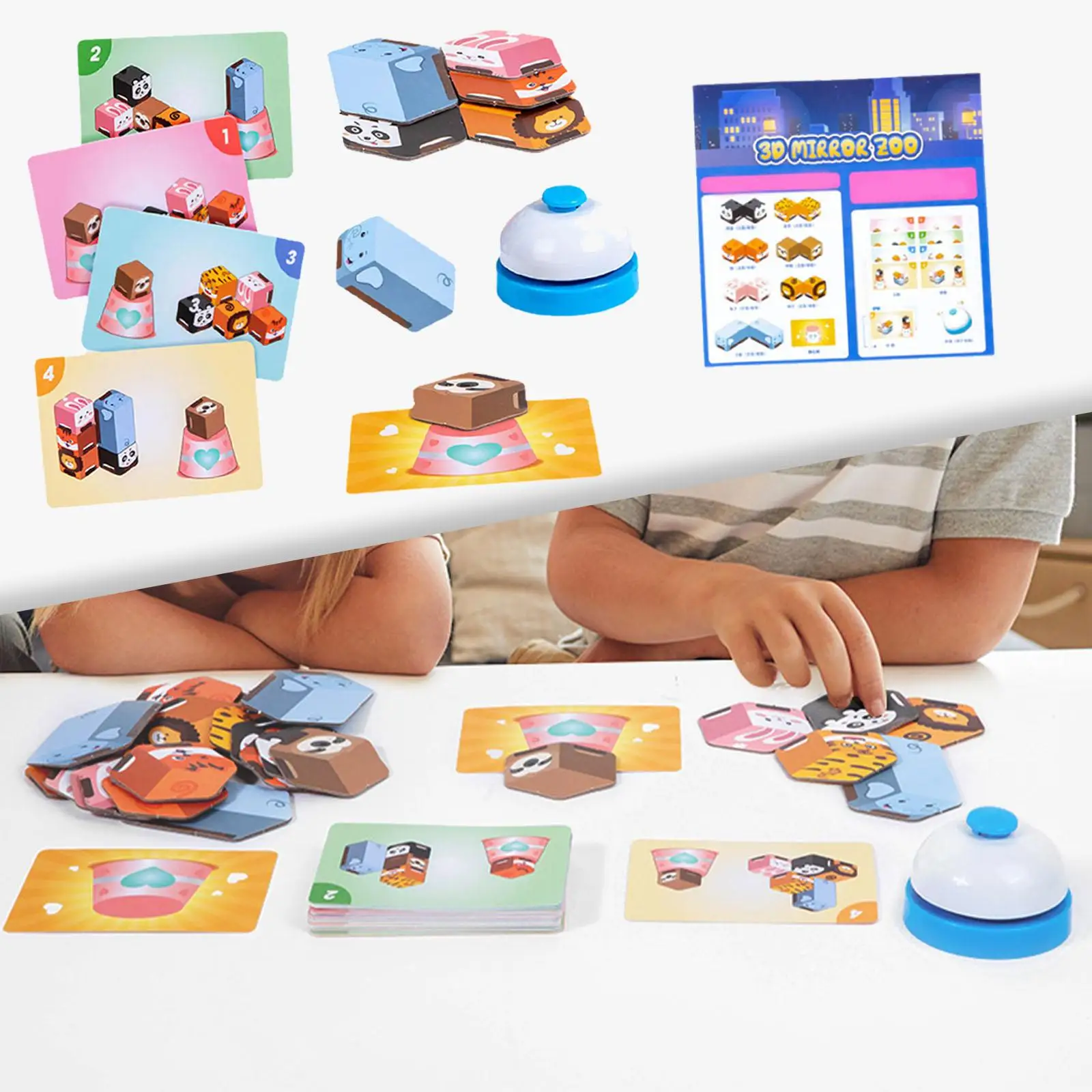 Lustro 3D zabawki edukacyjne Montessori rozwój mózgu interaktywne lustro puzzle ze zwierzętami przestrzeń wyobraźnia klocki dla dzieci w wieku 3+