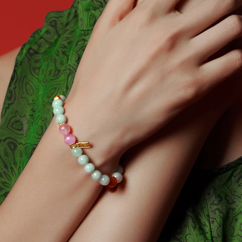 

Fashion Bracelet Women Sterling Silver Gold Plated Handstring Natural Hetian Jade Strand Bracelets Women Bangles Gift Jade