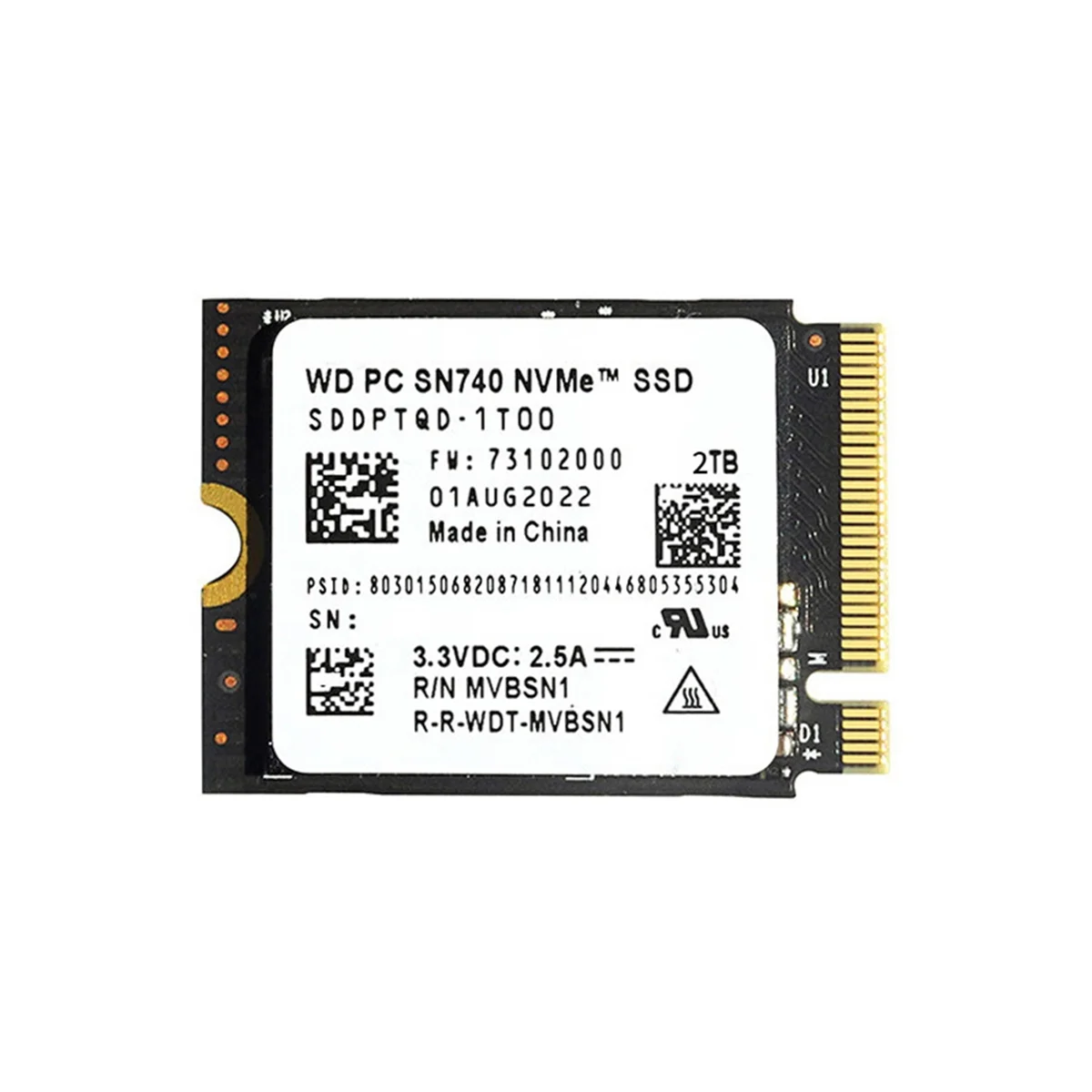 2TB Western Digital WD SN740 M.2 SSD 2230 NVMe PCIe Gen 4x4 SSD Compatible with Surface ProX Surface Laptop 3 Steam Deck