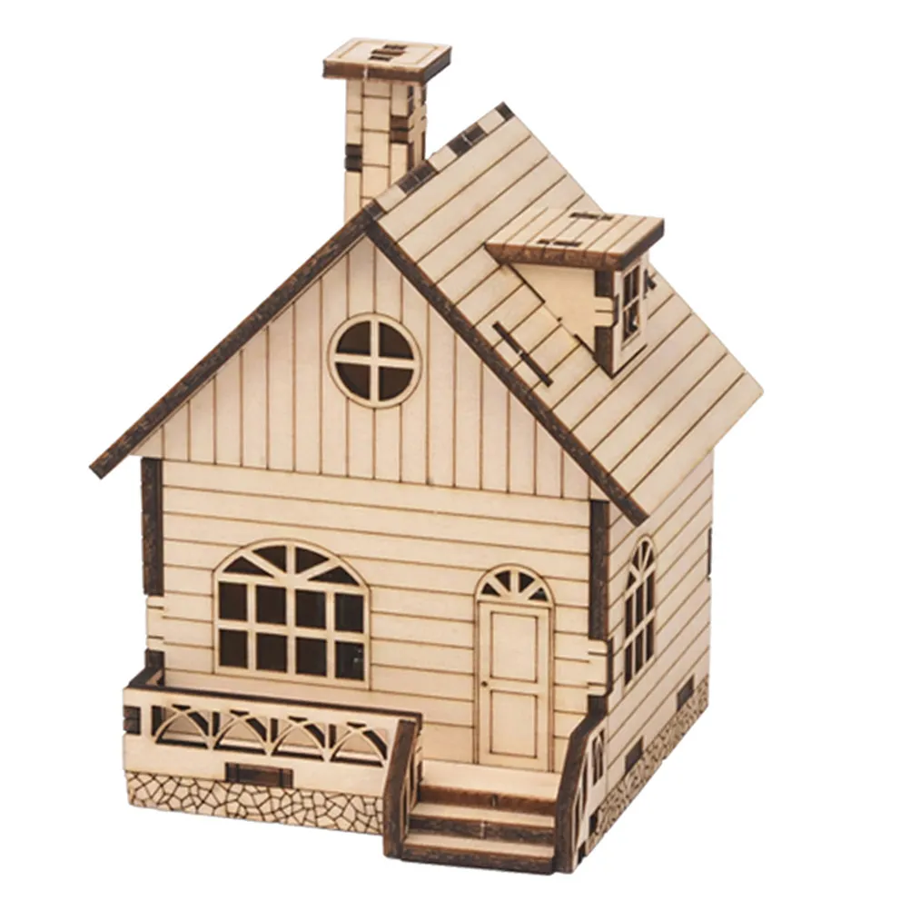 Set di Ornamenti Natalizi a Forma di Casa in Legno, Kit Fai-da-Te con Carillon a Manovella, Senza Necessità di Montaggio, per Bambini