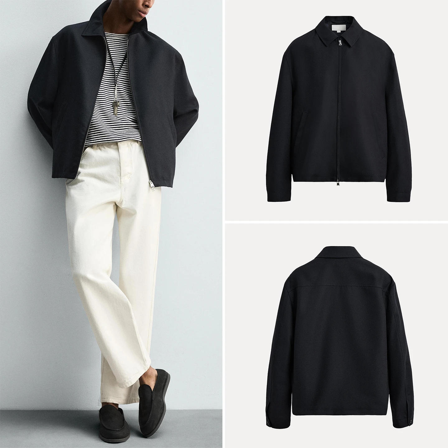 

Z 2025 Autumn New Men's Long Sve Zipper Collar Personali irt Jaet Youth Skin-friendly Breathable Regular Thin