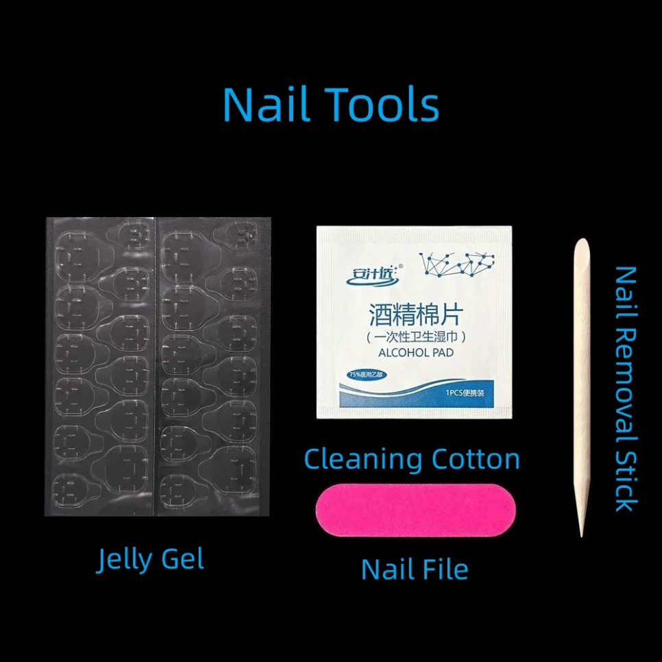 Wearing Nails Art Tools Combination Kit Jelly Glue Patch Nail File Orange Wood Stick Alcohol Cotton Glue Wholesale Nail Tools