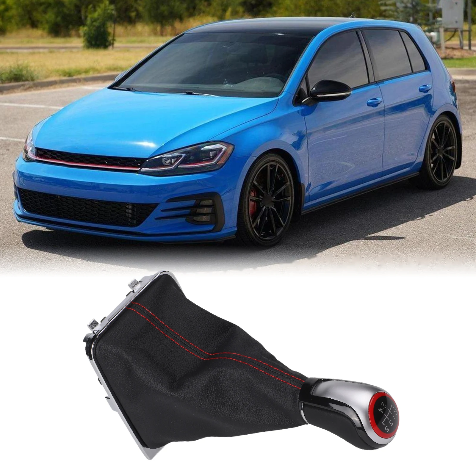

5 Speed Manual Shift Knob And Bracket Base Assembly For Golf 7 For MK7 For GTI For GTD 2013-2018 Gear Shift Knob Leather Plastic