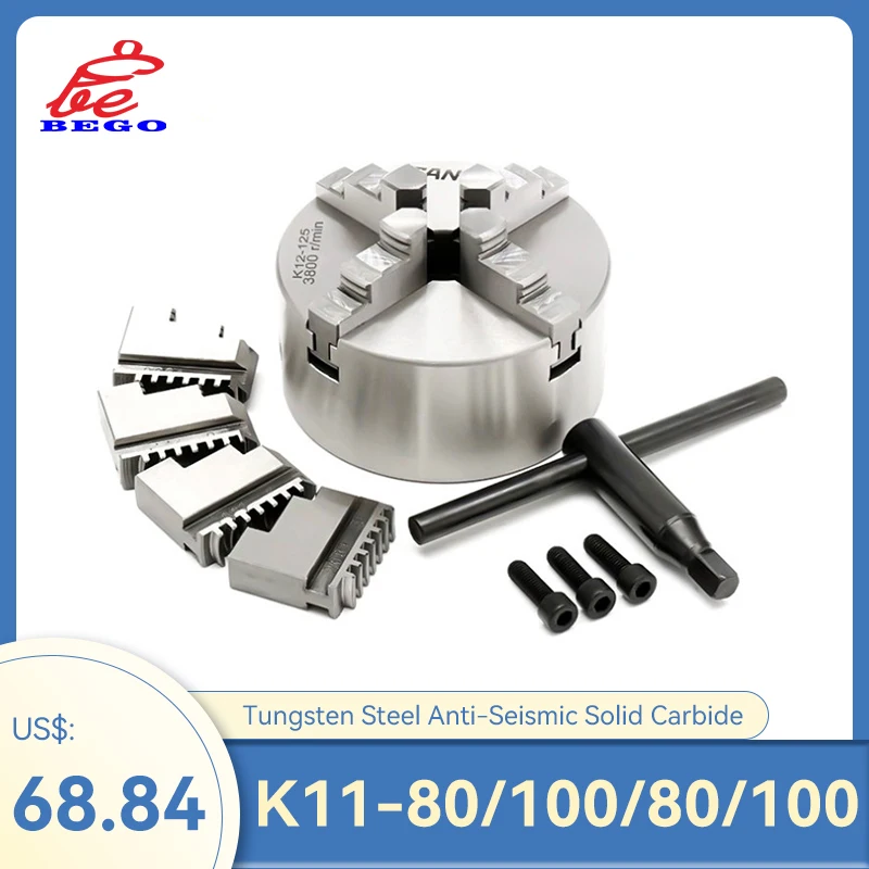 

1SET K11 K12-100 80 Three-jaw Manual Lathe Chuck with Turning Machine Parts K11-100 Three-jaw Lathe Chuck Self-centering Metal