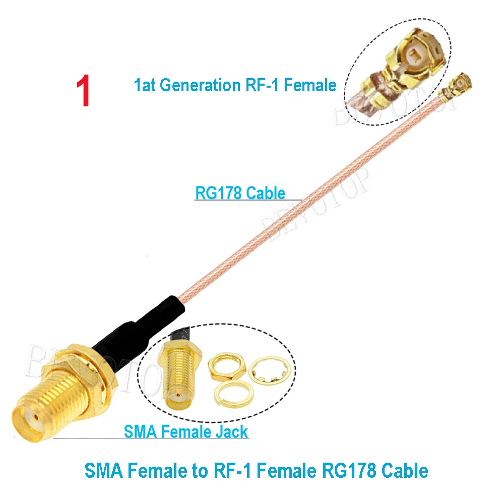 10PCS/LOT RP-SMA/ SMA Female to uFL/u.FL/IPX-1 Female Connector RF Coax Pigtail Antenna Extension Jumper RG178 SMA to IPX Cable - view 2