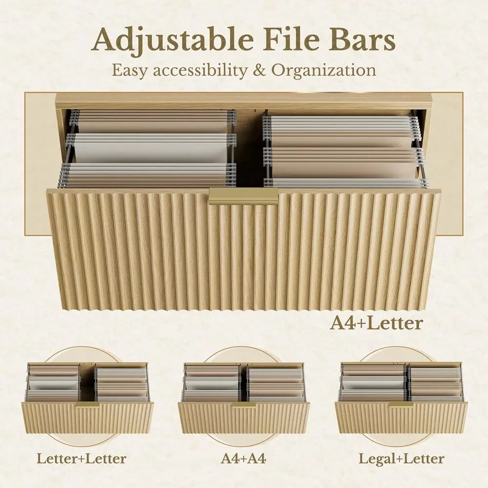 خزانة ملفات ذات درجين مزمر من خشب الجوز الخفيف 32 للمكتب المنزلي، تحمل ملفات قانونية/حرف/A4/F4 #4